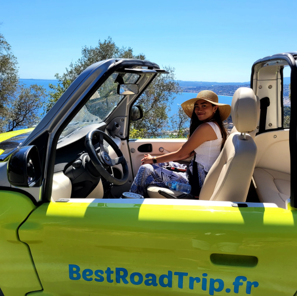 sortie, visite avec des clients et le véhicule de best road trip french riviera